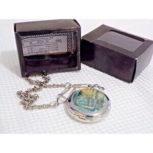 Hanslin Pocket Watch  With Chain Two Deer in the Woods 14" Chain Working NOS